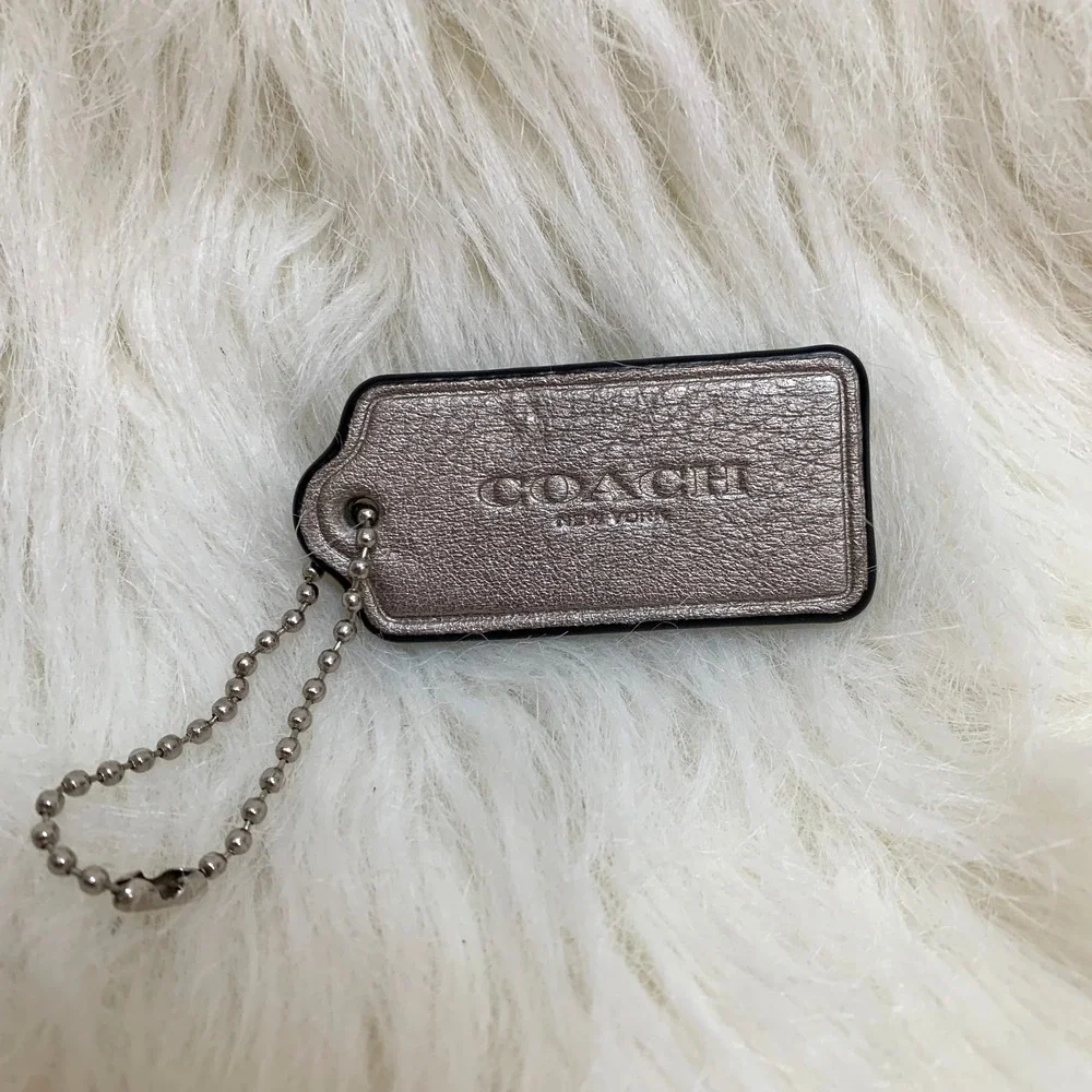 COACH Silver Metallic Foil Leather Purse Charm Lozenge Hang Tag 2.25